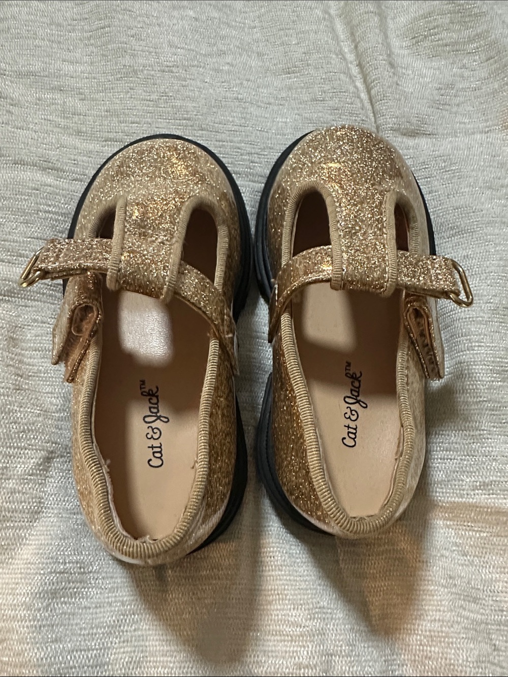 Cat & Jack Kids Gold Glitter Mary Janes with Buckle
